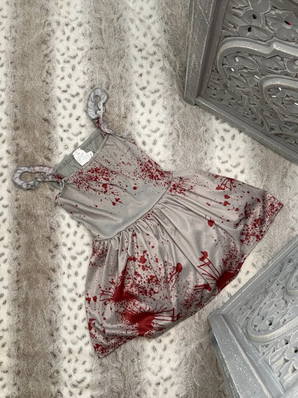 Gray bloody zombie dress girls medium Halloween costume creepy monster cosplay